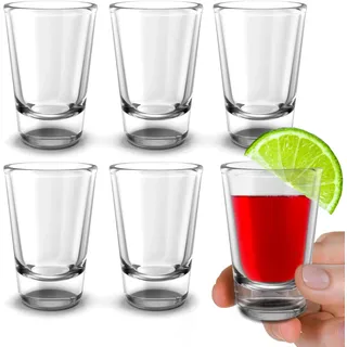 volila Shotgläser - 6 x 2,5 cl Klare Kleine Schnapsgläser Set mit schwerem Boden - Ideale Tequila Gläser, Vodka Gläser, Pinnchen, Stamperlgläser für Schnaps, Jägermeister, Korn