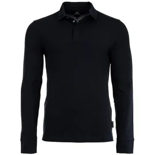 Giorgio Armani AX ARMANI EXCHANGE Herren Langarm-Poloshirt - Knopfleiste, Pique, Cotton Stretch Marine XL