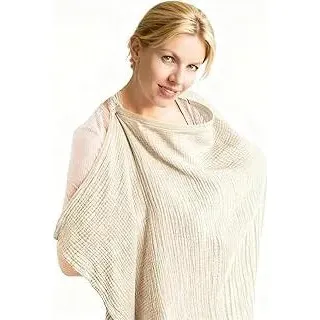 Stillbezug für Babys, Musselin-Stillbezug, Stilltuch für Unterwegs Stillschal Stillschürze, Stilldecke Baumwolle, Nursing Cover for Breastfeeding (Beige)