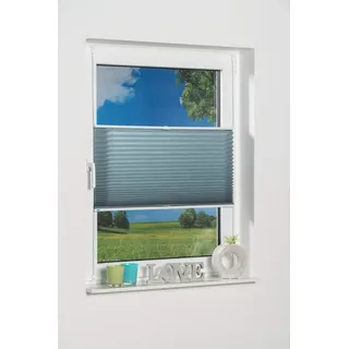 K-HOME Klemmfix-Plissee 60 x 210 cm blau/petrol