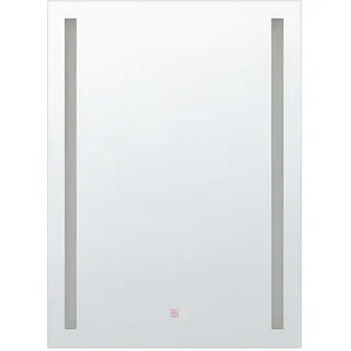 Beliani Badspiegel Silber 60 x 80 cm Kunststoff mit LED Beleuchtung mit Ausstrahlung Rechteckig Klassisch - Silber