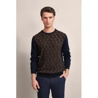 Bugatti Strickpullover, mit 2-farbigem Rautenmuster bugatti cognac