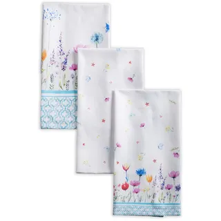 Maison d' Hermine Flower in The Field 100% Baumwolle Set von 3 Multi-Purpose Küchenhandtuch | Bar Handtücher | Frühling/Sommer (50 cm X 70 cm)