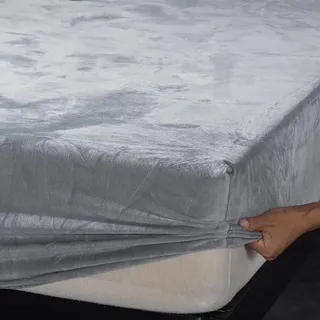 Michorinee Warme Fleece Spannbettlaken 140x200cm Cashmere Touch Kuschelig Flauschig Plüsch Flanell Bettlaken Spannbetttuch für Boxspringbett Topper Matratze bis 30 cm Hohe Silber-Grau