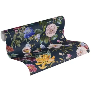 A.S. Création Jette Vliestapete Tapete tropisch floral natürlich 10,05 m x 0,53 m blau grün rot Made in Germany 373364