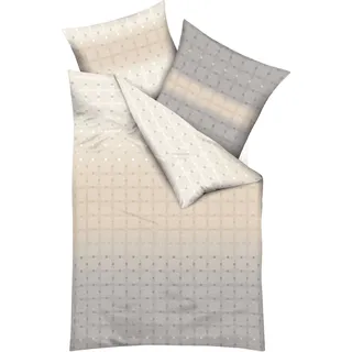 Bettwäsche KAEPPEL "Cubes", grau (kiesel), B/L: 135cm x 200cm, 1 Stk., 1 Stk., Feinbiber, B/L: 80cm x 80cm, 2 Stk., Feinbiber, Obermaterial: 100% Baumwolle, Bettwäsche, Bettwäsche, Mit grafischem Muster