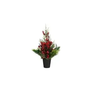Mica Decorations Zeder Künstlicher Weihnachtsbaum aus im Topf - H45 x Ø18 cm - Rot, Grün