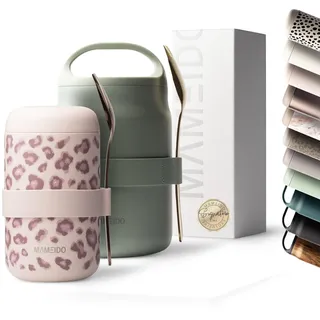 MAMEIDO Thermobehälter für Essen 500 ml, Müslibecher to go Edelstahl, Thermobecher Essen auslaufsicher, Ideal für Joghurt, Porridge, Brei, Suppen & Eis (Dusty Glam)