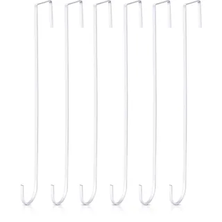 Hotop 15 Zoll Weihnachtskranz Aufhänger Haken über Tür Metall Haken Praktische Kleidung Handtuch Halter Haken für Weihnachten Haustür Dekoration (Weiß, 6 Stücke)
