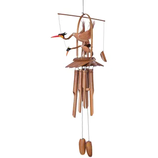 Ca.100cm Riesen Vogel Windspiel Klangspiel Mutter mit Kind Garten Wetterfest Bambus