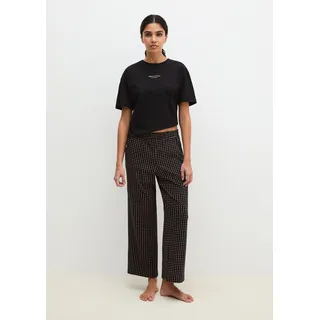 Pyjama MARC O'POLO "Mix N Match Cotton", Damen, Gr. XL (46), schwarz, schwarz geo print, Single Jersey, Obermaterial: 100% Baumwolle, bequem lang, Rundhals, Homewear-Sets Pyjama, Shirt mit kurzem Arm, Hose gepunktet