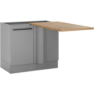 Mid.you Eckunterschrank , Grau, Eichefarben , Kunststoff , 1 Fächer , einmalig seitenverkehrt montierbar , 110x90x60 cm , Küchen, Küchenmöbel, Küchenschränke, Küchenunterschränke