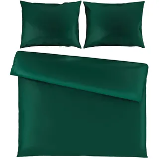 Novel Bettwäsche , Dunkelgrün , Textil , Uni , 200x200 cm , pflegeleicht, atmungsaktiv, schadstoffgeprüft , Heimtextilien, Bettwäsche & Leintücher, Bettwäsche, Satin-Bettwäsche