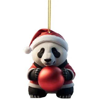 Panda Anhänger Weihnachtsbaum Anhänger Weihnachtsbaumschmuck Weihnachtsdekoration Weihnachts 2D Acryl Lustig Weihnachtsanhänger Weihnachtsdeko Saisonale Dekoration (One Size)
