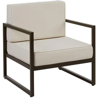 tectake Loungesessel Comosa für Garten, 74 x 78 x 85 cm, braun/beige , Braun, Beige , Textil , 74x85x78 cm , Gartenmöbel, Loungemöbel, Loungesessel
