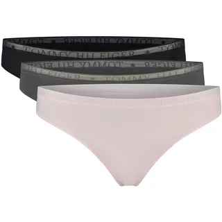 Tommy Hilfiger Damen 3er Pack Strings Lace Thong Tangas, Mehrfarbig (Pearly Pink/Dark Ash/Des Sky), S