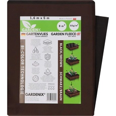 GARDENIX® 8 m2 Zweifarbiges Braun/Schwarz Anti Unkrautvlies 50g/m2 ‒ Gartenvlies Hohe UV-Stabilisierung reißfest und wasserdurchlässig (1,6m x 5m)