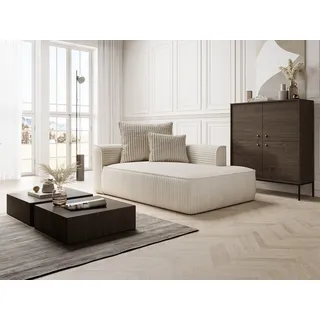 Recamiere - rechtsseitig - grob gerippter Cord - Beige - PINETA
