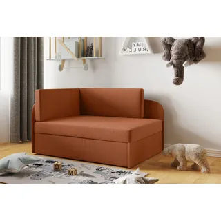 Kaiser Möbel Kinderbett Kindersofa mit schlaffinktion und bettkasten BETTY wachsendes Bett Links Ziegel - Orange