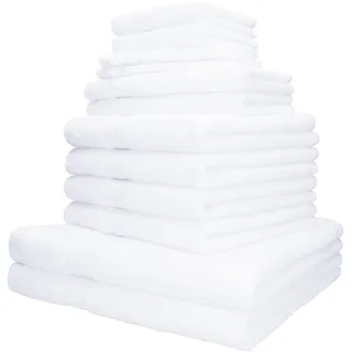 Betz Palermo Handtuch-Set 12-teilig – 100% Baumwolle – Oeko-TEX® Zertifiziert – extra saugfähig & weich – hohe Grammatur – Duschtücher, Handtücher, Gästetücher & Waschhandschuhe Farbe weiß