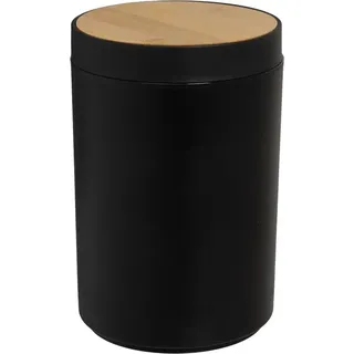 HowHomely | Abfalleimer - Abfallbehälter mit Bambusdeckel - schwarz - 5 l - Mülleimer - Schwarz, Braun