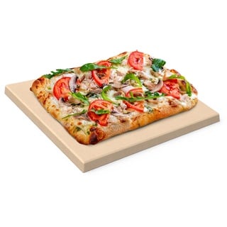 Chef Pomodoro Pizzastein – Pizzastein für Backofen & Gasgrill - Pizza Stein aus Hogvertigem Cordierit für Pizza & Flammkuchen mit knusprigen Boden – Pizzastein Rechteckig, 38cm x 30,5cm