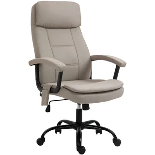 Vinsetto Massagebürostuhl Drehstuhl höhenverstellbar Lendenwirbelsäulenmassage Beige , Kunststoff , 70x121x63 cm , Büromöbel, Bürostühle, Drehstühle