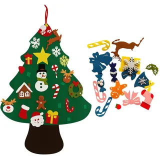 Filz-Weihnachtsbaum für Kinder, 1 Meter mit 40 abnehmbaren Ornamenten, Lernspiel zur Förderung von Kreativität und handwerklichem Geschick, ab 36 Monaten