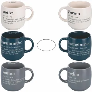 Villa D'Este Home Tivoli Victionary Stapelbare Tassen 0,35 l Steingut 3 St.