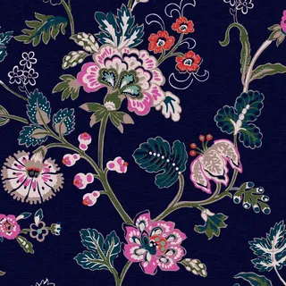 Joules Vliestapete Vine Cottage Floral, Royal Navy Blau FSC®