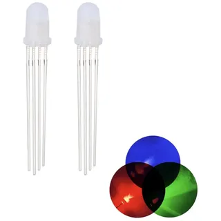 100 Stück 5mm LED Leuchtdiode gemeinsame Kathode 4 Pin RGB Dreifarbig (Rot/Grün/Blau) Frosted Round LED Lampen Elektronikkomponenten Anzeige Leuchtdioden