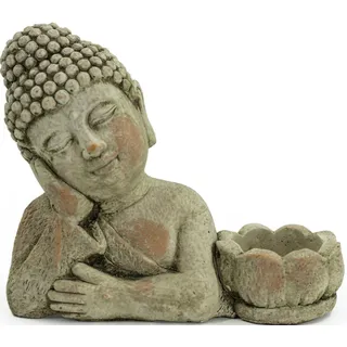 NOOR LIVING Kerzenhalter »Buddha« aus Zement, grau