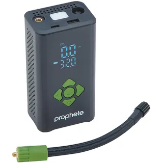 Prophete Elektrische Akkupumpe – kompakte Luftpumpe für Fahrradreifen, Bälle & Luftmatratzen – 4000 mAh Akku, 8,3 bar Maximaldruck, LED-Licht & Powerbank-Funktion, inkl. Adapter & USB-C Ladekabel
