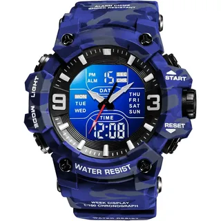 Digitaluhr Herren Digital 5 ATM Wasserdicht Military Watch Tactical Herrenuhr Jungen Sportuhr Outdoor Chronograph mit Stoppuhr Wecker Vibration