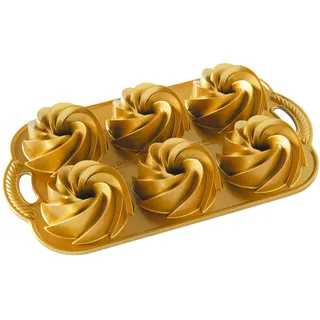 Nordic Ware Heritage Bundtlette Aluminium Gold, 35,6cm x 20,3cm, NW 88077