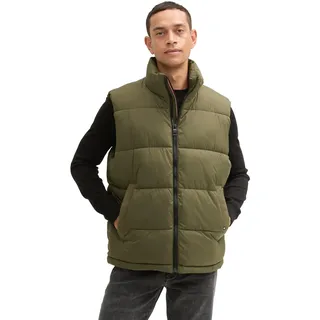 TOM TAILOR Herren 1042204 Puffer-Weste mit Stehkragen, 11848-Jungle Soil Green, M