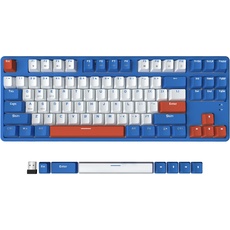 AJAZZ AK871 Kabellose Gaming-Tastatur 75%, Bluetooth/2,4 GHz Wireless Dual-Modi, TKL 80% Mechanische Tastatur mit Hot-Swappable Linear Red Switch, Kompakte 87 Tasten Non-Backlit für Win/Mac – Blau