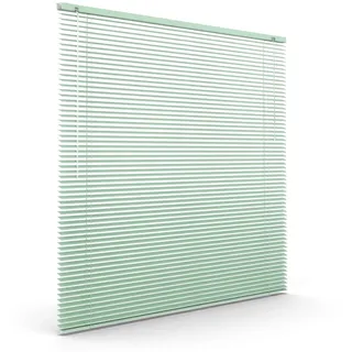 Victoria M. L-Lamellen Alujalousie, 65 x 130 cm, Mondschein-grün matt | LightLess Prime Jalousie für Starke Verdunkelung – Robust, Feuchtigkeitsbeständig, ohne Bohren, inkl. Klemmclips