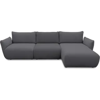 DOMO. collection Ecksofa Minas, Modulsofa in L-Form mit Taschenfederkern und attraktiver Biese-Naht, Sofa, Polsterecke, Eckcouch 276 x 168 x 79 cm (BxTxH), dunkelgrau