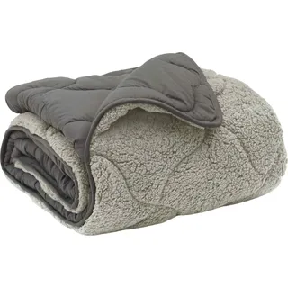 Sommerdecke Hellgrau 220 x 240 cm Mikrofaser und Teddy-Fleece - Hellgrau