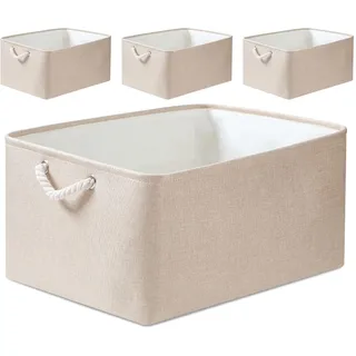 Mangata Stoff Aufbewahrungskorb für Schrank, Mehrere Größen und Farben, Regalkörbe Aufbewahrungsbox, 4er Pack (Helles Khaki, Mittel)