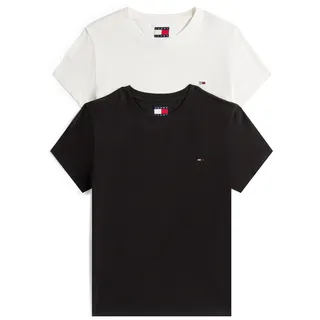 Tommy Hilfiger Tommy Jeans Tjw 2pack C-Neck Tee Dw0dw21366 S/S T-Shirt, Multi (Ecru/Black), S EU