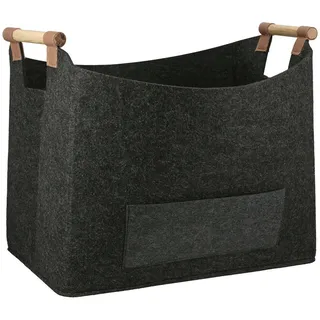 Kaminkorb , Dunkelgrau , Textil , 50 l , rechteckig , 45x40x32 cm , handgemacht , Ordnen & Aufbewahren, Körbe, Dekokörbe