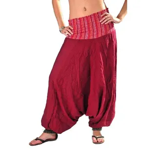 Haremshose Pumphose Aladinhose Pluderhose Yoga Goa Sarouel Baggy Aladin Freizeithose Ranya, rot L/XL - Rot