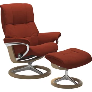 Stressless® Relaxsessel »Mayfair«, (Set, Relaxsessel mit Hocker), mit Hocker, mit Signature Base, Größe S, M & L, Gestell Eiche rot