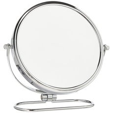 HIMRY Faltbare Doppelseitig Kosmetik Spiegel 8 inch, 5X Vergrößerung, 360° drehbar. Kosmetikspiegel Tischspiegel, 2 Spiegel: normal und 5 - Fach Vergrößerung, verchromten, KXD3125-5x