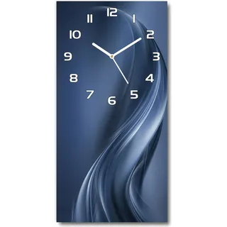Wanduhr aus Glas – 30x60 cm - Glasbild - Glasuhr - Gehärtetes Glas -Abstrakte Welle - Grau