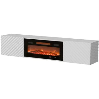 Mirjan24 Lara TV-Lowboard 183x37x35 cm Weiß Glas/MDF/Melamin/Holzwerkstoff