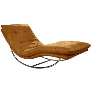 W.Schillig »daily dreams« in Waffelkissen-Optik, Schaukelgestell Chrom glänzend, in 2 Breiten gelb