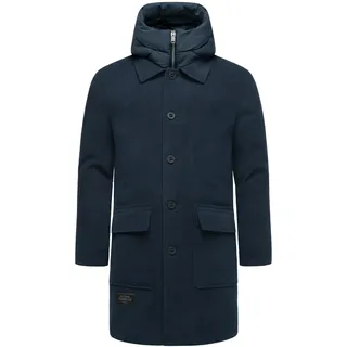 Trenchcoat STONE HARBOUR "Wollmantel Thiagoo XX", Herren, Gr. XXL, blau (navy), Obermaterial: 95% Polyester PES. 3% Viskose CV. 2% Elasthan EL. Obermaterial: Futter: 100% Polyester PES. 100% Polyester PES., Mäntel Trenchcoat